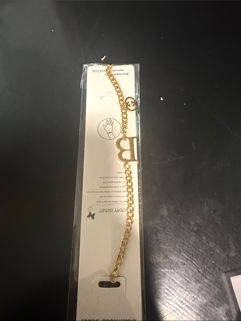 Gold Tone Initial B Chain Bracelet